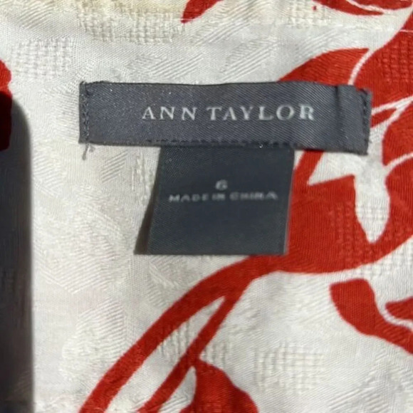 Ann Taylor Pleated A Line Skirt Orange Ivory Size 6 - Picture 3 of 4